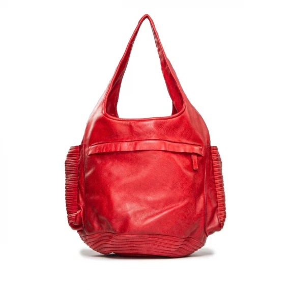 shopping bag in pelle rossa