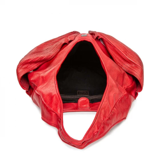 shopping bag in pelle rossa