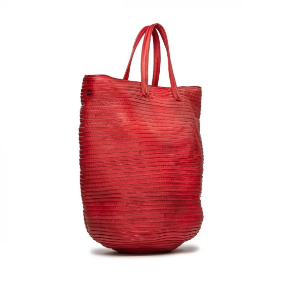 shopper in pelle rossa