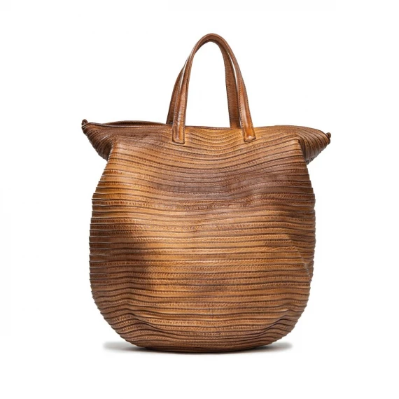 shopper in pelle ambra