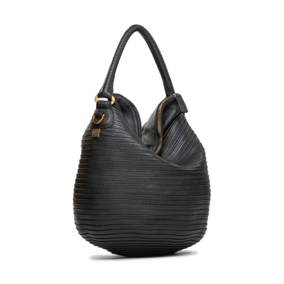 secchiello zip around in pelle nera