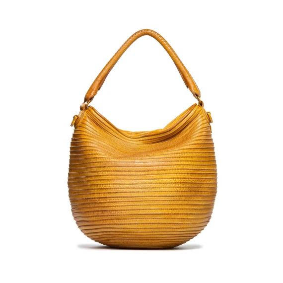 secchiello con cerniera in pelle argilla