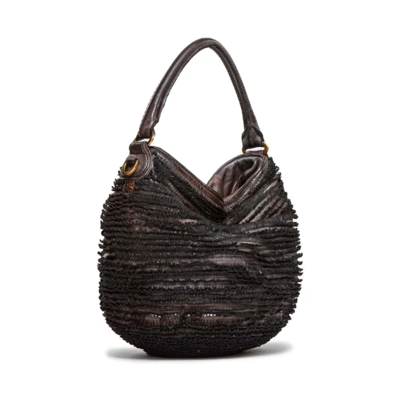 secchiello frange in pelle extracioccolato