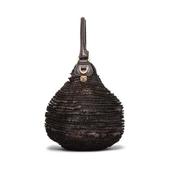 secchiello frange in pelle extracioccolato