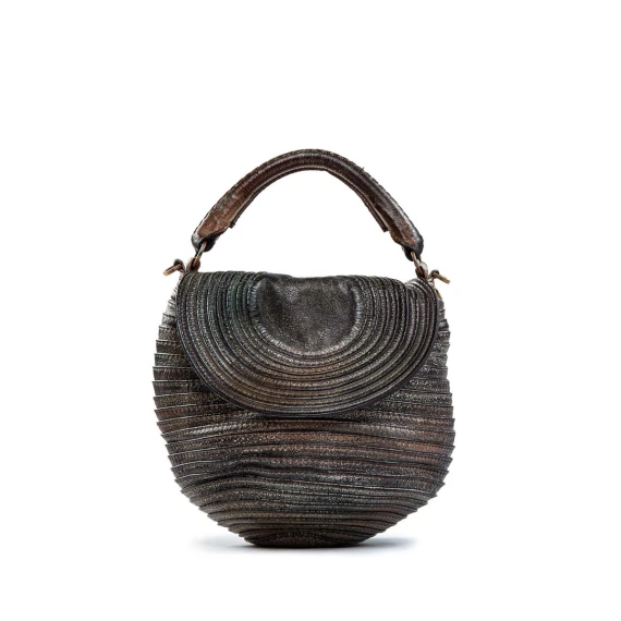 tracolla in pelle grigia