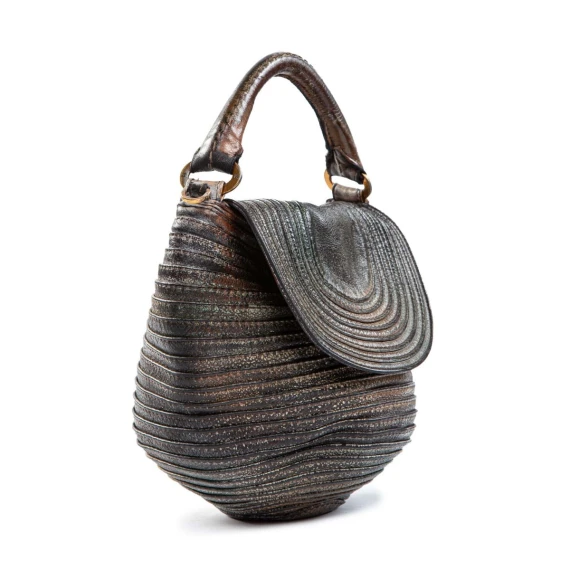 tracolla in pelle grigia