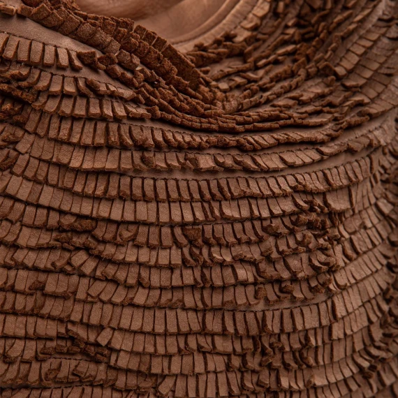 secchiello con frange in pelle ambra