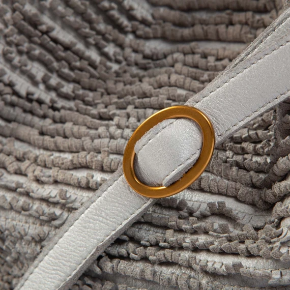 shopper con frange in pelle osso