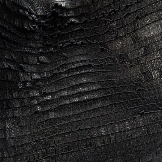 shopper con frange in pelle nera