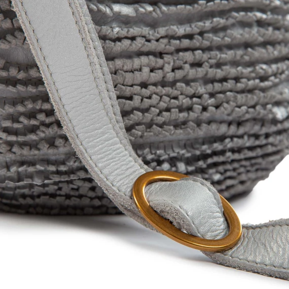 secchiello con frange in pelle gesso