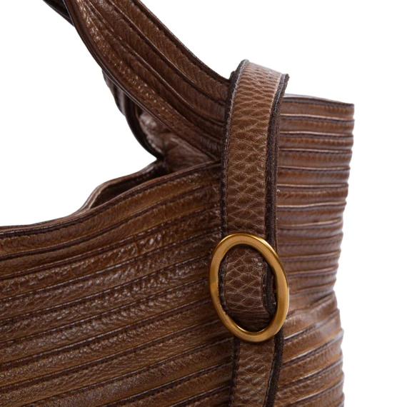 shopper TRAPEZIO in pelle cuoio