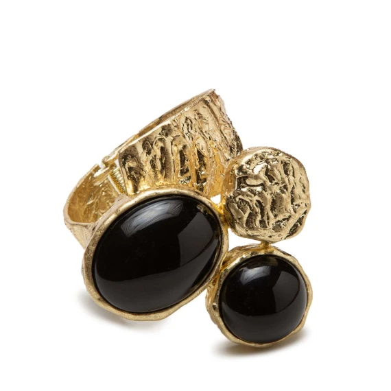 bracciale in ottone e pietre nere