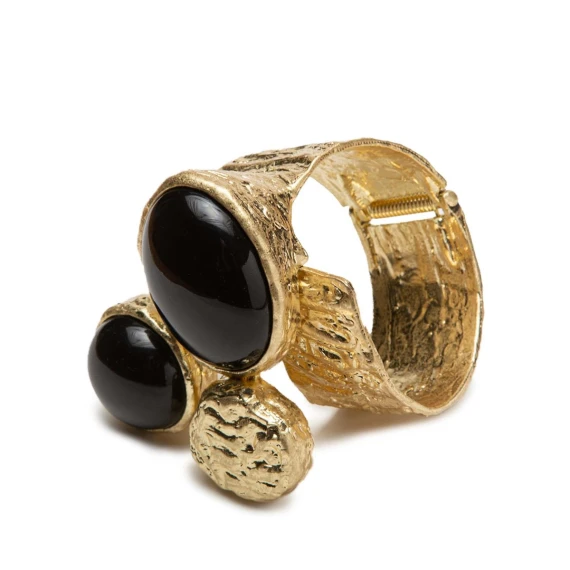 bracciale in ottone e pietre nere