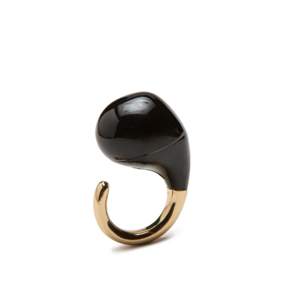 anello in ottone e pietra nera