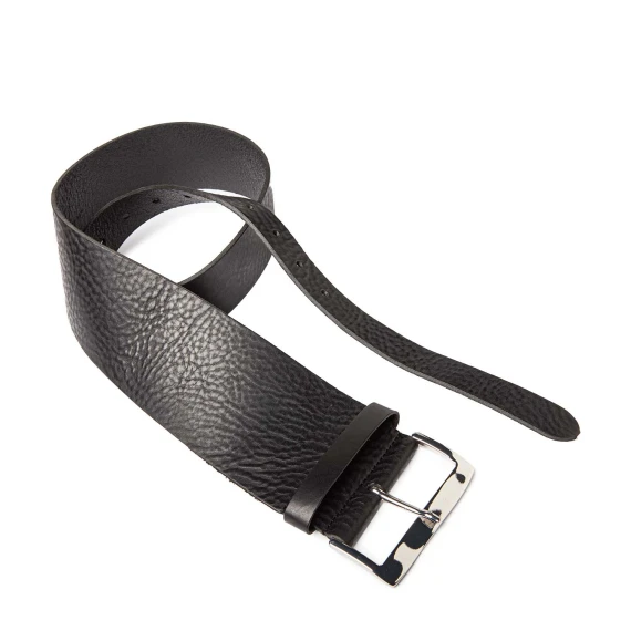 cintura fascia alta in pelle nera