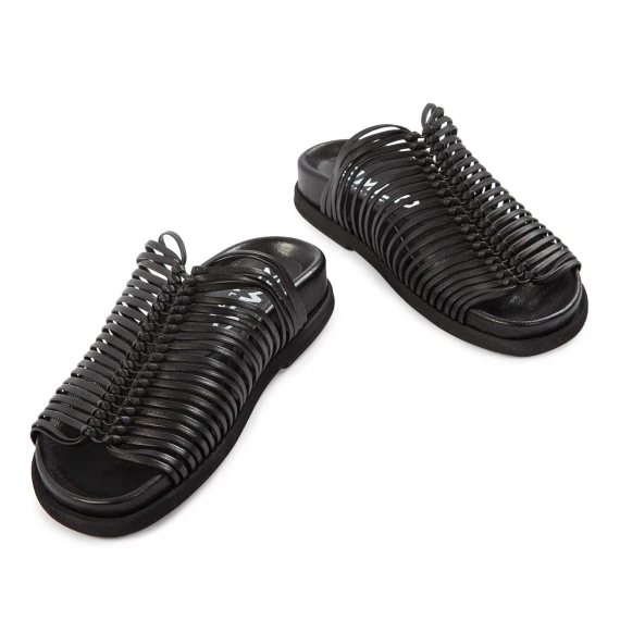 sandali fussbett spina di pesce nero