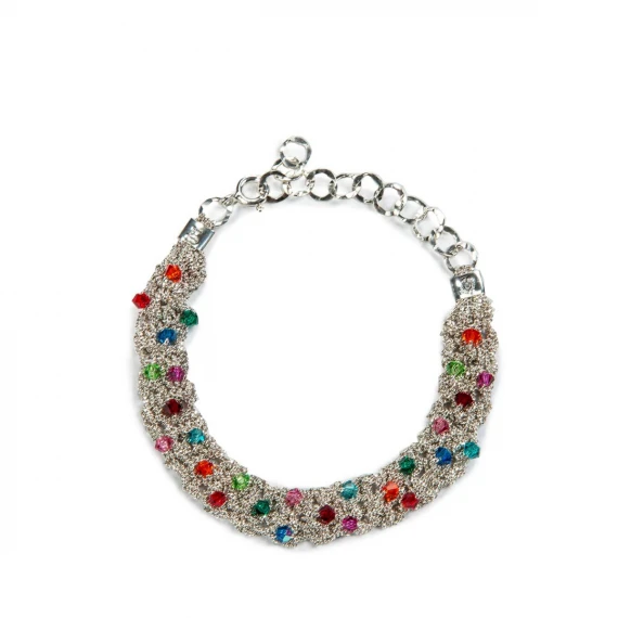 bracciale TRAMA con cristalli multicolore in argento