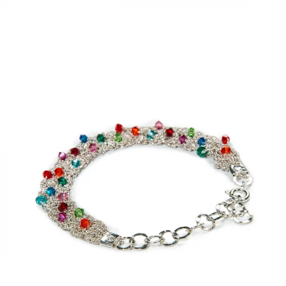 bracciale TRAMA con cristalli multicolore in argento