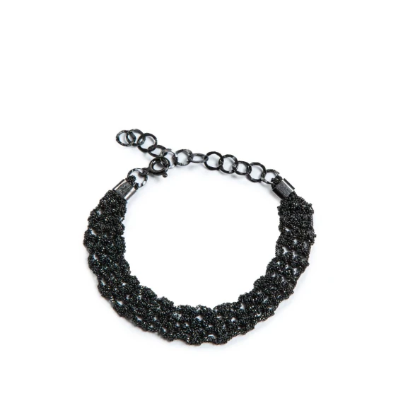 bracciale TRAMA in argento tessuto a mano 925 nero