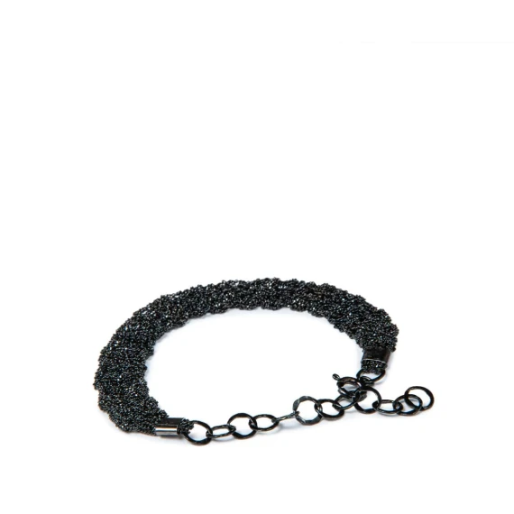 bracciale TRAMA in argento tessuto a mano 925 nero