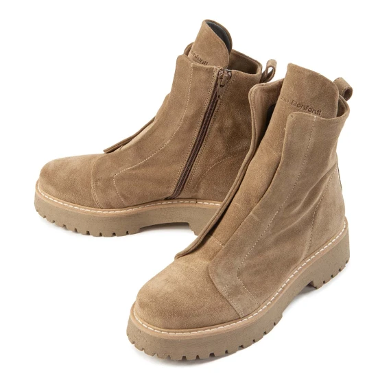 biker KUNI NO LACE in camoscio camel