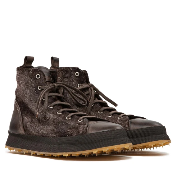 sneakers spazzolata in camoscio grigio