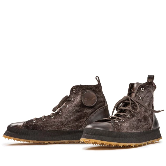 sneakers spazzolata in camoscio grigio