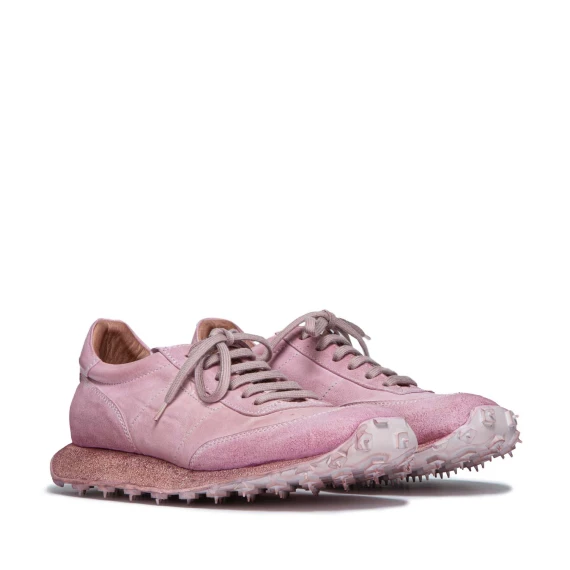 sneakers in pelle rosa con carrarmato