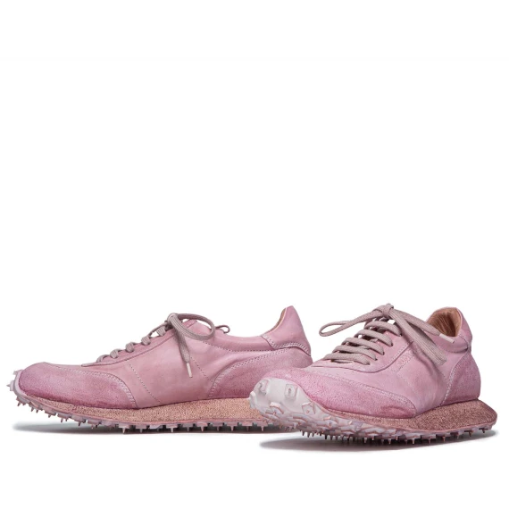 sneakers in pelle rosa con carrarmato