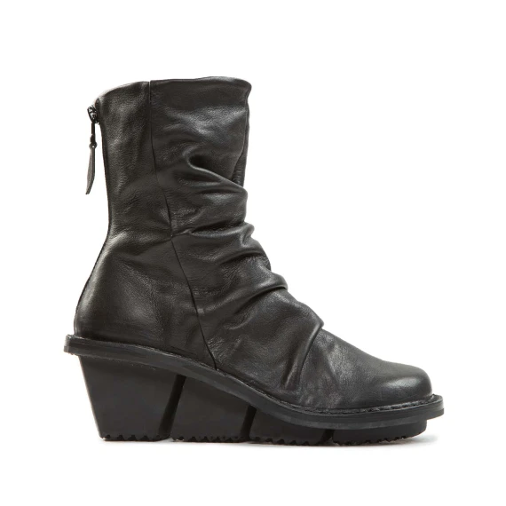 tronchetti PILAR con zeppa in pelle nera