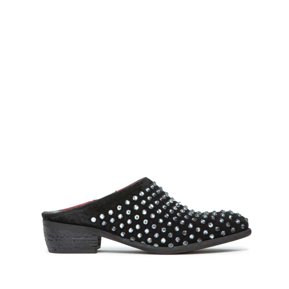 sabot con strass in camoscio nero