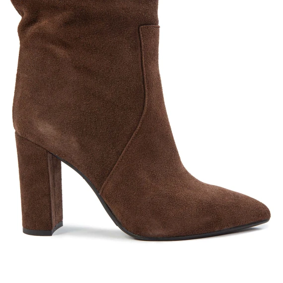 stivali tubo punta sfilata in camoscio marrone