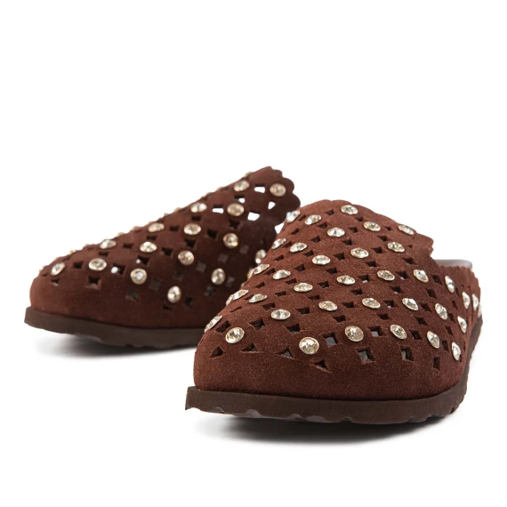 sabot punta chiusa strass cioccolato