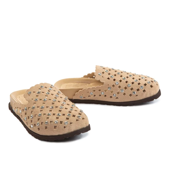 sabot ZOE punta chiusa strass tortora