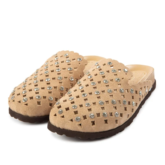 sabot ZOE punta chiusa strass tortora