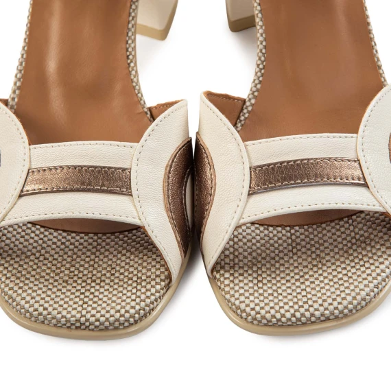 white semicircle heel sandals