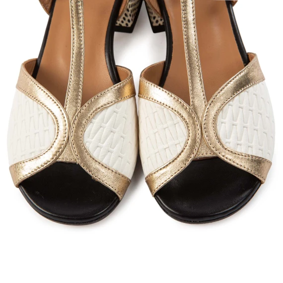 sandali pois bianco platino laminato