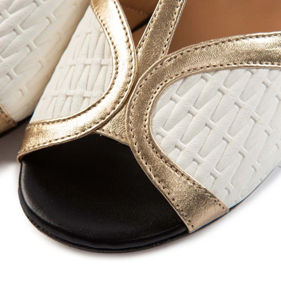 sandali pois bianco platino laminato