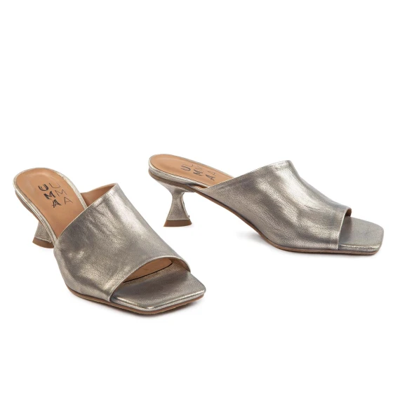 sabot tacco rocchetto in pelle platino