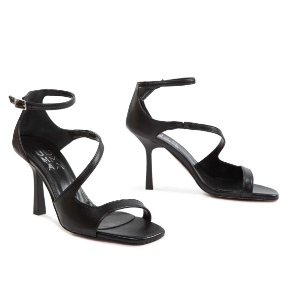 sandali stiletto in pelle nera
