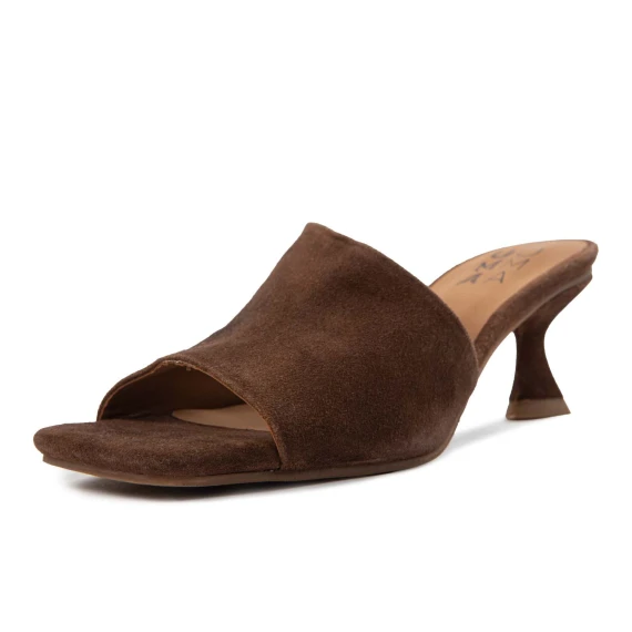 sabot tacco rocchetto in camoscio marrone